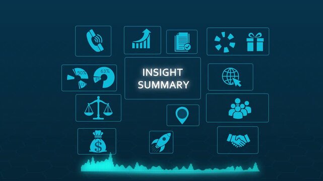 Insight summary digital dashboard with business analytics and data visualization infographics