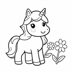 Obraz premium Cute Baby Unicorn Coloring Page