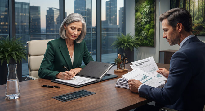 Corporate Executive Finalizing VCS Certified Carbon Credit Procurement