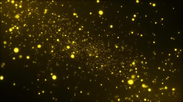 Yellow glowing motes floating loop motion background