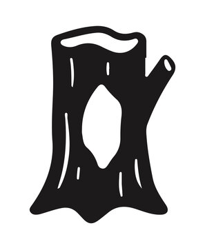 Minimalist tree trunk hollow silhouette vector graphic element