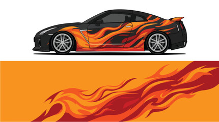 Naklejka premium Flame Design Sport Car Illustration