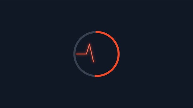 Minimalist circular loading spinner animation on dark 4k background, for ui ux, circle progress