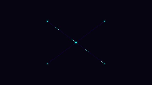 Minimalist digital network connection abstract animation 4k background, with glowing cyan, nodes and intersecting lines