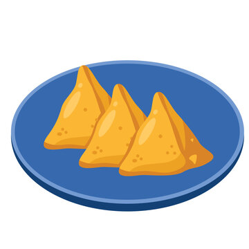 samosa indian traditional snack vector illustration