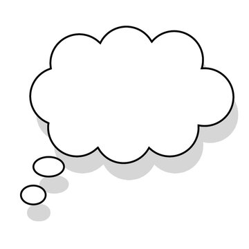 Blank White Thought Bubble Isolated on Transparent Background, Simple Thinking and Idea Icon