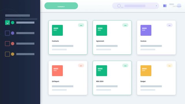 Interactive Dashboard UI Animation With Cursor Click and Document Filter, Animated Mouse Pointer Checkbox Selection, Modern SaaS Software Motion Graphics
