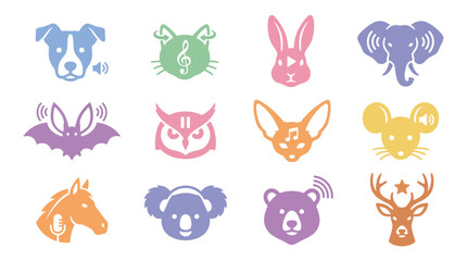 Obraz premium Colorful animal faces and heads icons.