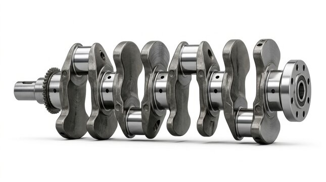 Crankshaft assembly with main be&hellip;, isolated on pure white background