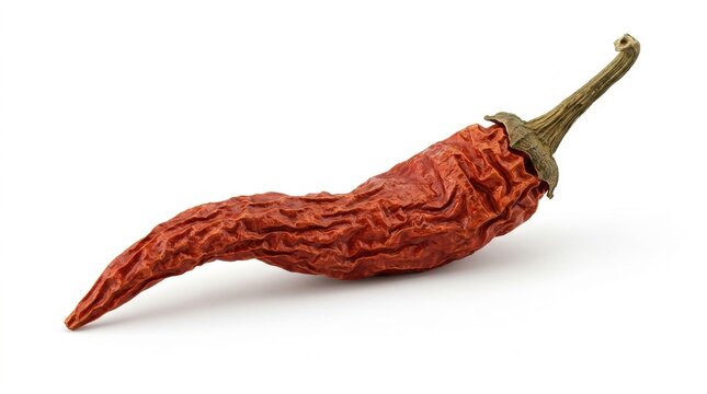 Dried red chili pepper isolated, isolated on pure white background