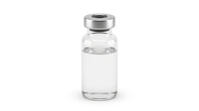 Vaccine vial isolated on white, isolated on pure white background