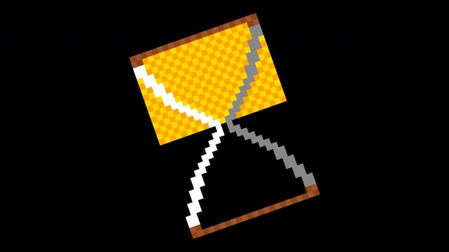Retro pixel art hourglass animation showing time passing and sand falling a concept of time management