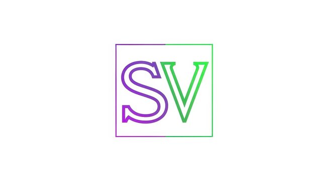 Colorful outlined SV initials on white background.