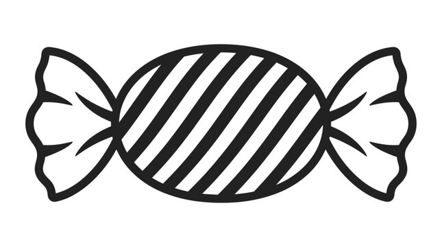Simple line art illustration of a striped candy icon.