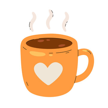 A steaming hot mug of coffee with a heart symbol, perfect for a cozy morning