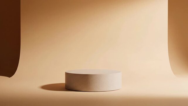 Minimal beige product podium with subtle studio light