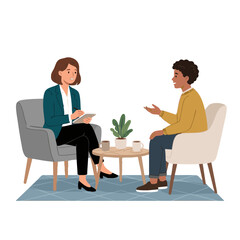 Fototapeta premium Therapist and client talking in counseling session