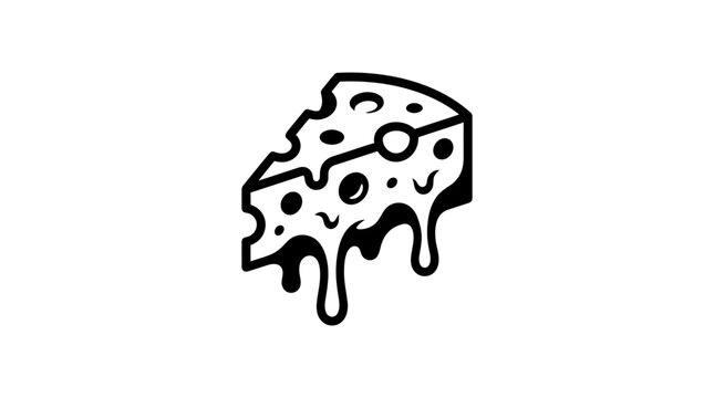 Cute cartoon slice of melting swiss cheese vector illustration.