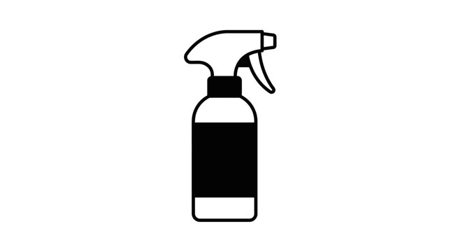 Black and white spray bottle icon illustration.