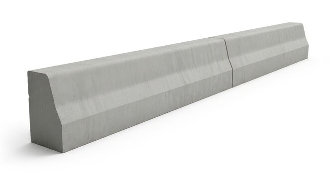 Concrete barrier with chamfered edges on white background.