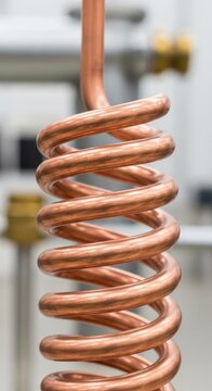 Copper coil spiral for industrial heating systems.