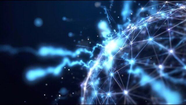 Digital Network: Abstract glowing blue lines and nodes form a complex, interconnected network, representing global connectivity and data flow.