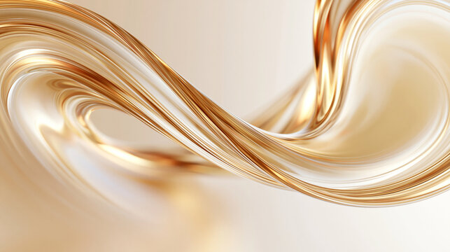 Abstract Flowing Golden Ribbon Waves Background