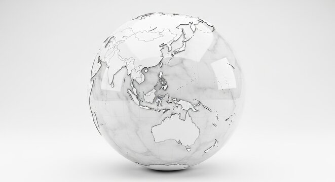 Crinkled Paper Globe on White Background.