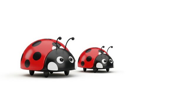 Cute cartoon ladybugs on white background.