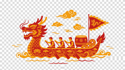 Obraz premium Dragon Boat Race Illustration with Traditional Elements