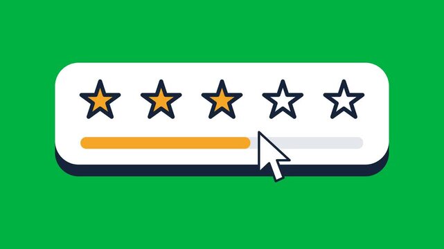 Amber Five Star Rating Cursor Sweep Review UI on Chroma Key Green Screen 4K UHD Overlay