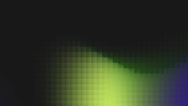 Abstract digital pixel background with flowing blue and yellow gradient light waves