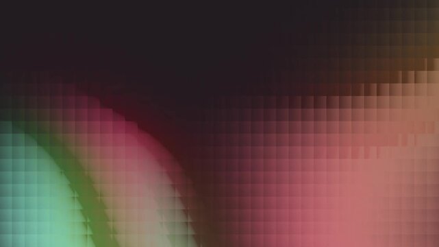Abstract pixelated motion background with flowing red and green gradient light waves.