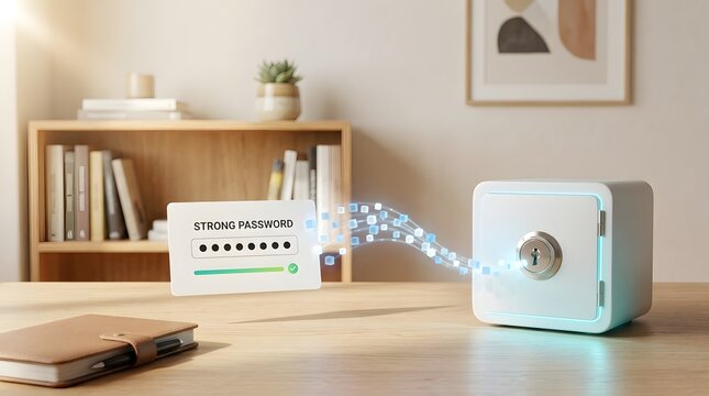 Digital safe receiving data stream from strong password screen