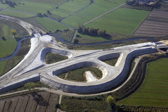 Aerial view, motorway construction site A26, conversion to motorway junction, Neu Wulmstorf, Lower Saxony, Germany