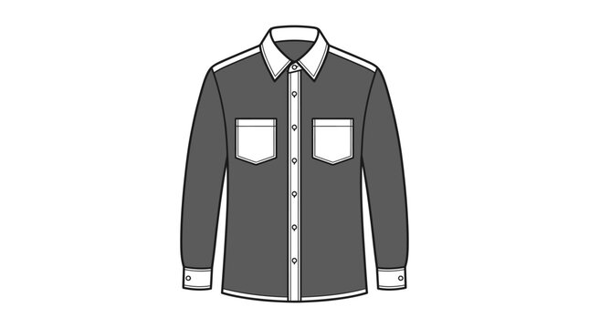 Long Sleeve Button-Down Shirt Vector Illustration