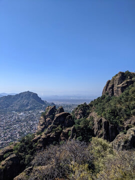 Panoramic view of Tepoztlan from El Tepozteco archaeological site