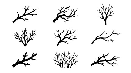 Obraz premium Collection of bare tree branch silhouettes.
