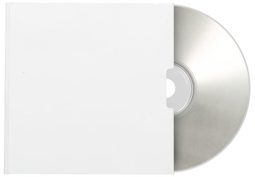 Vintage white CD sleeve with disc media. png isolated on transparent background