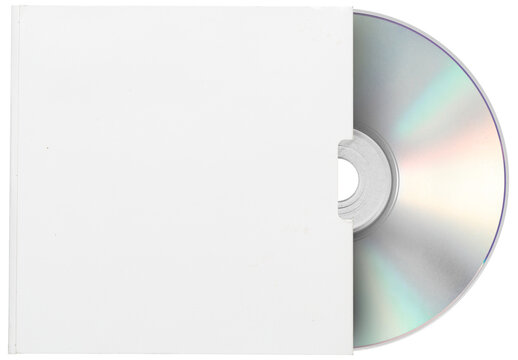Blank white CD sleeve with disc media. png isolated on transparent background