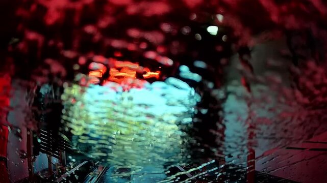 Car wash beside a palm-lined road, dashcam POV, Los Angeles