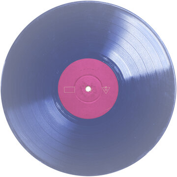 Purple transparent retro style vinyl record pink label. realistic photography. png isolated on transparent background for graphic design