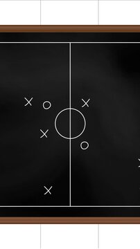 Animation of sports game strategy on white squared paper background
