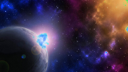 Cosmic nebula with glowing blue gas clouds © Sabbi