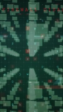 Animation of scanning, numbers, folders and online security padlock