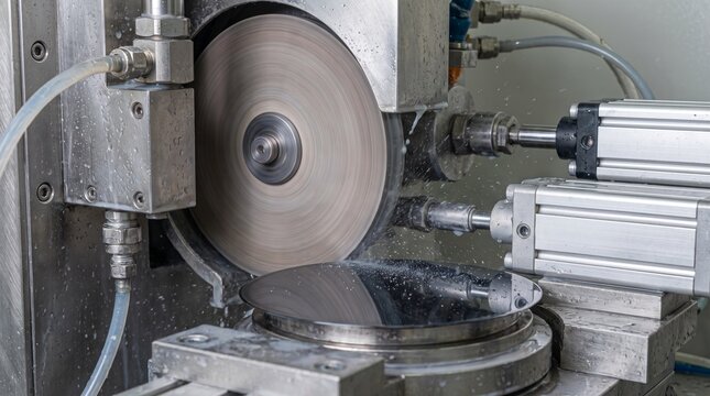 Precision CNC Grinding Machine with Coolant in Industrial Manufacturing