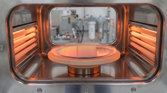 Semiconductor Wafer Under Rapid Thermal Processing in Advanced Manufacturing Chamber