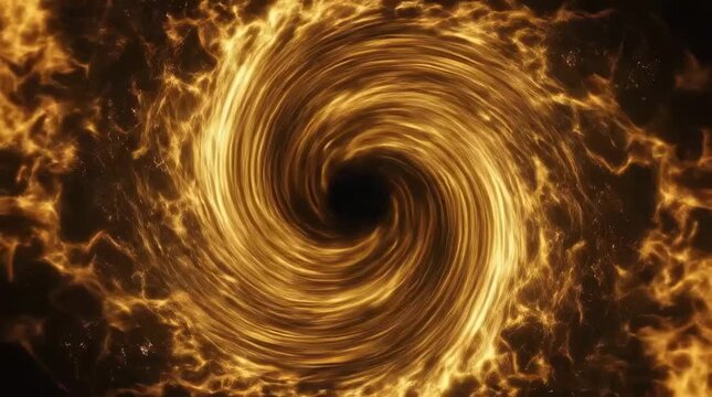 Golden swirling energy vortex against black background
