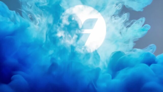 Blue and white ink plumes floating in liquid