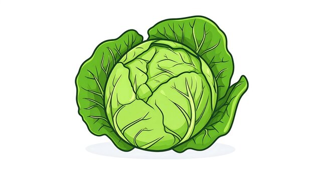 Fresh green cabbage head isolated on white.